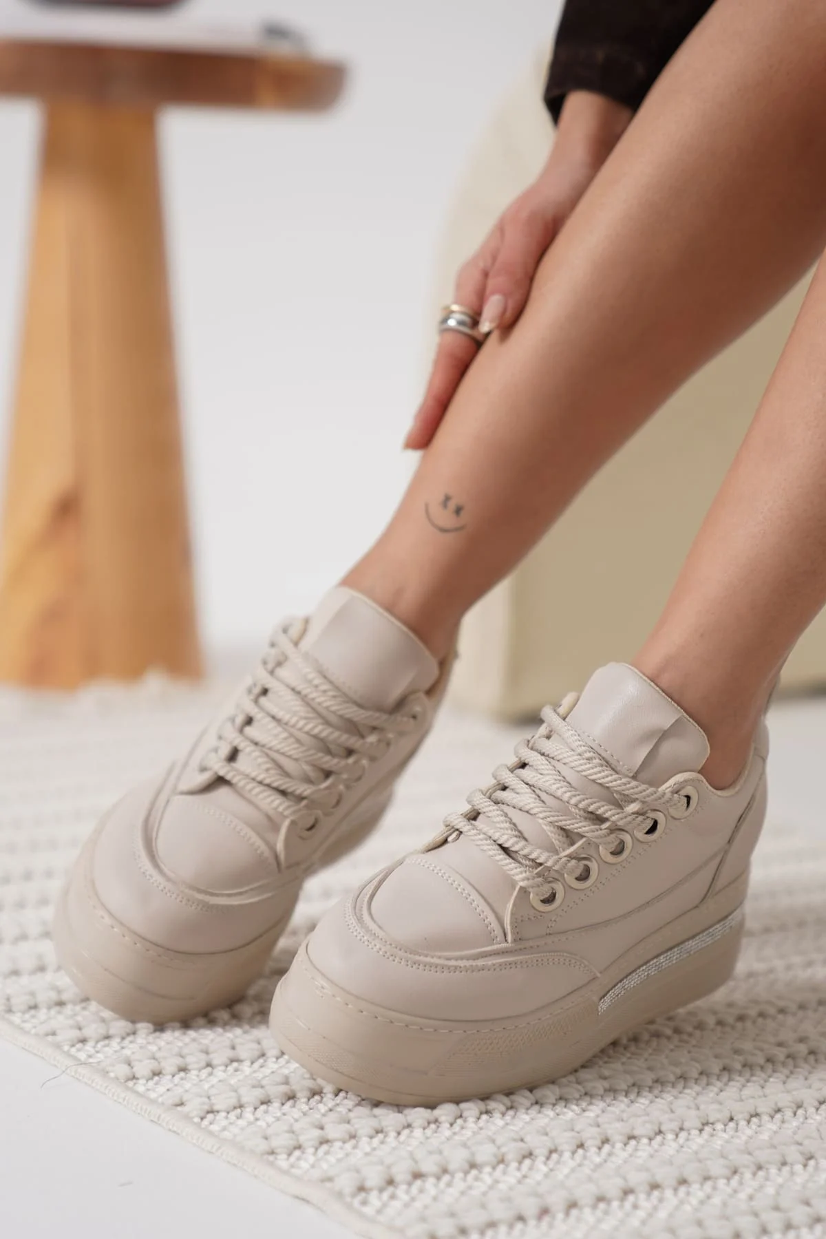 Alice Bej Rengi Gizli Topuklu Kadın Sneaker Alice Bej Rengi Gizli Topuklu Kadın Sneaker