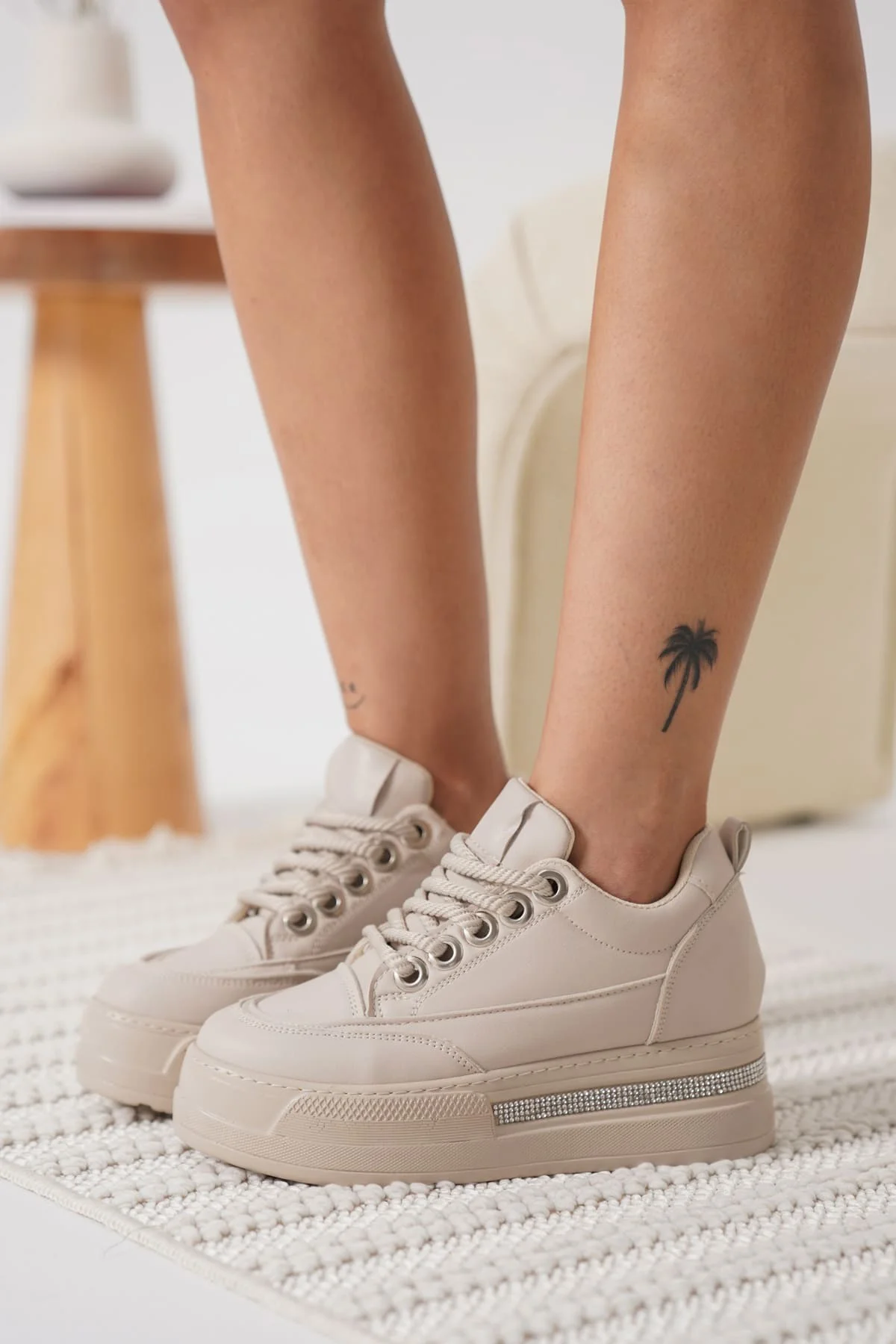 Alice Bej Rengi Gizli Topuklu Kadın Sneaker Alice Bej Rengi Gizli Topuklu Kadın Sneaker