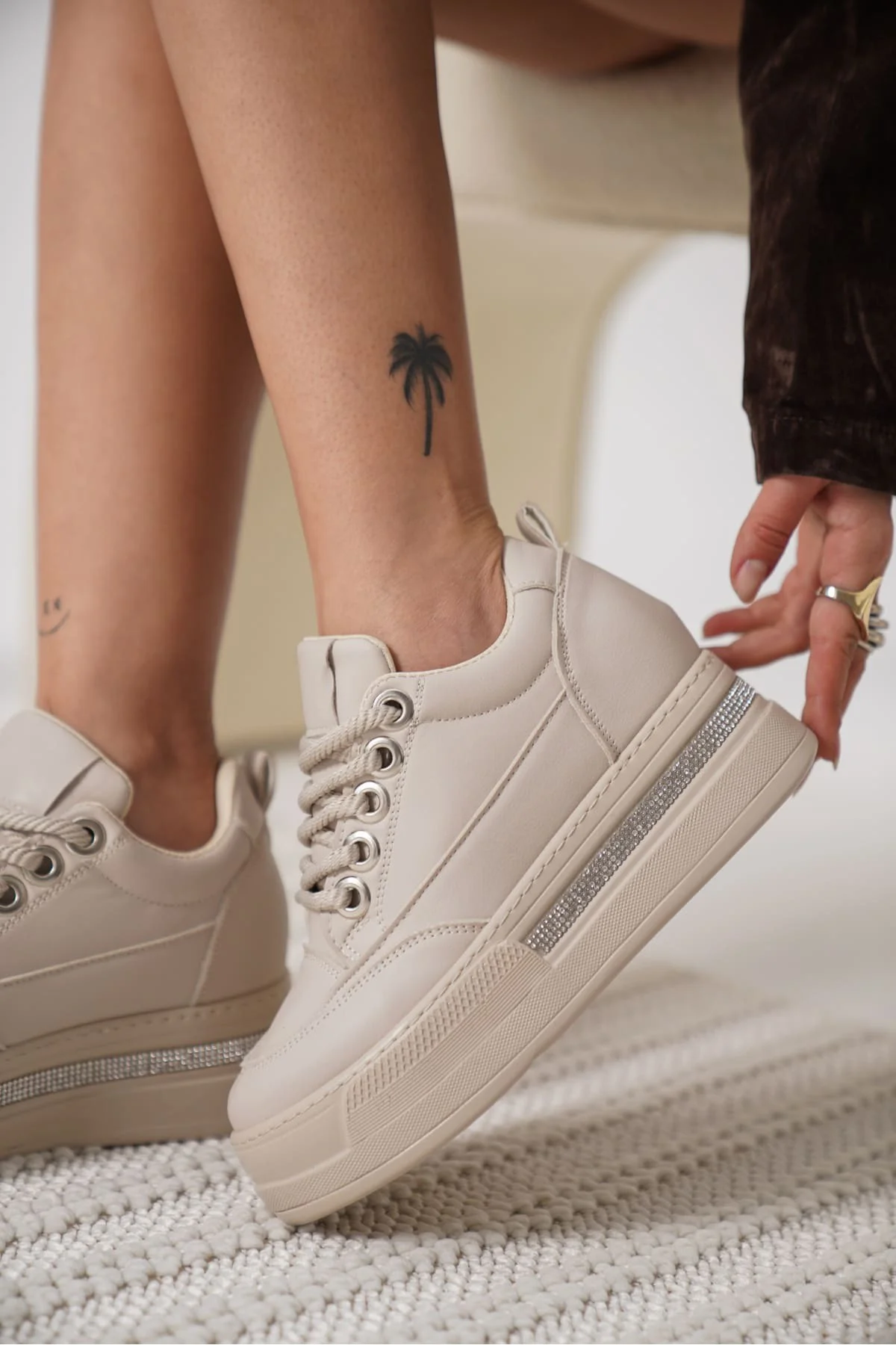 Alice Bej Rengi Gizli Topuklu Kadın Sneaker Alice Bej Rengi Gizli Topuklu Kadın Sneaker