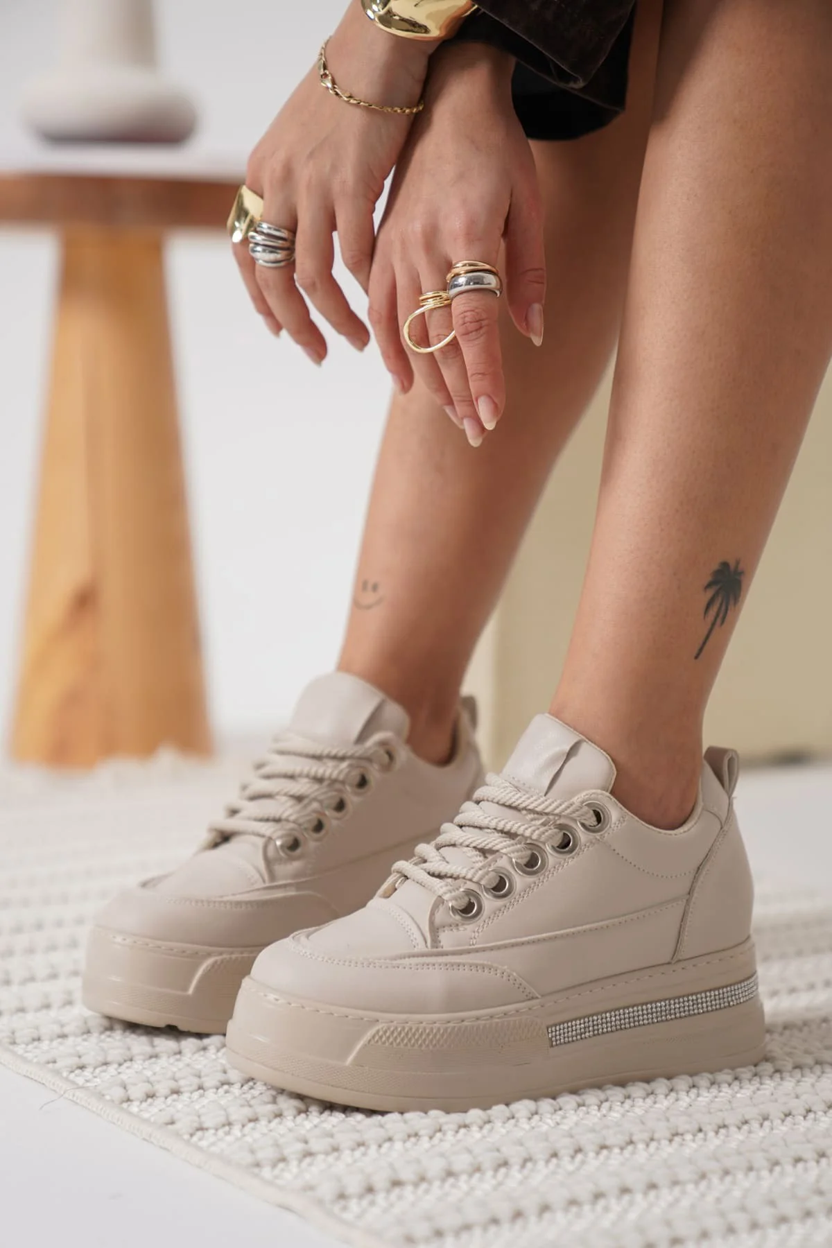 Alice Bej Rengi Gizli Topuklu Kadın Sneaker Alice Bej Rengi Gizli Topuklu Kadın Sneaker