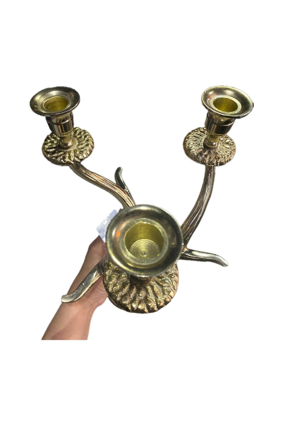 Elif Aksesuar Alım Gold Geyik Boynuzu 3 Lü Şamdan 34 Cm