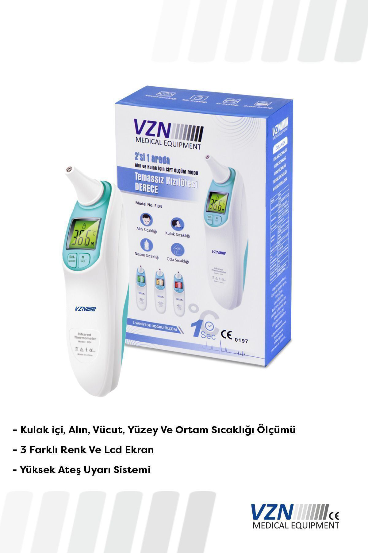 Vzn Alin Ve Kulak İçin Temazsiz Ateş Ölçer