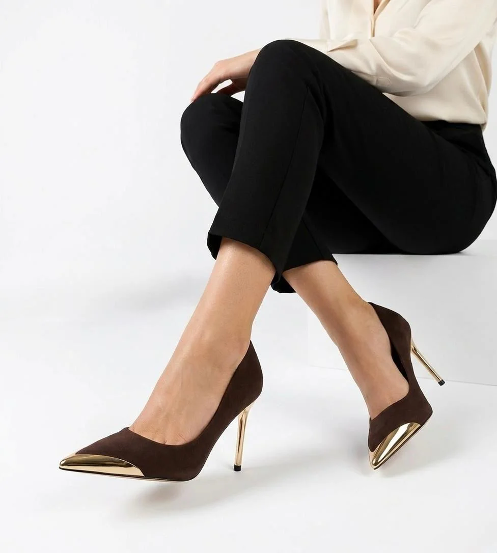 Alis Kahverengi Saten Stiletto Ayakkabı