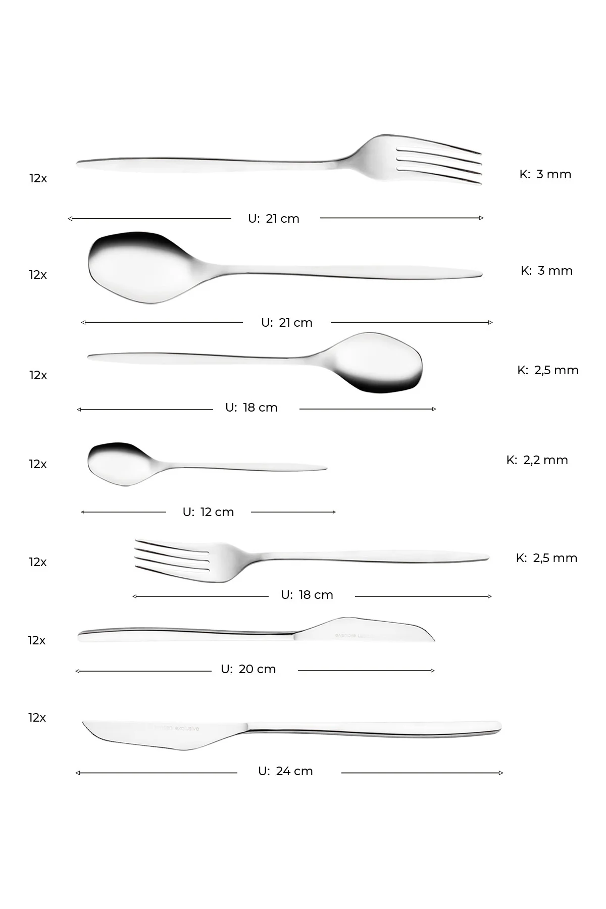 Alisa 84 Parça 12 Kişilik Kutulu Çatal Kaşık Bıçak Takımı