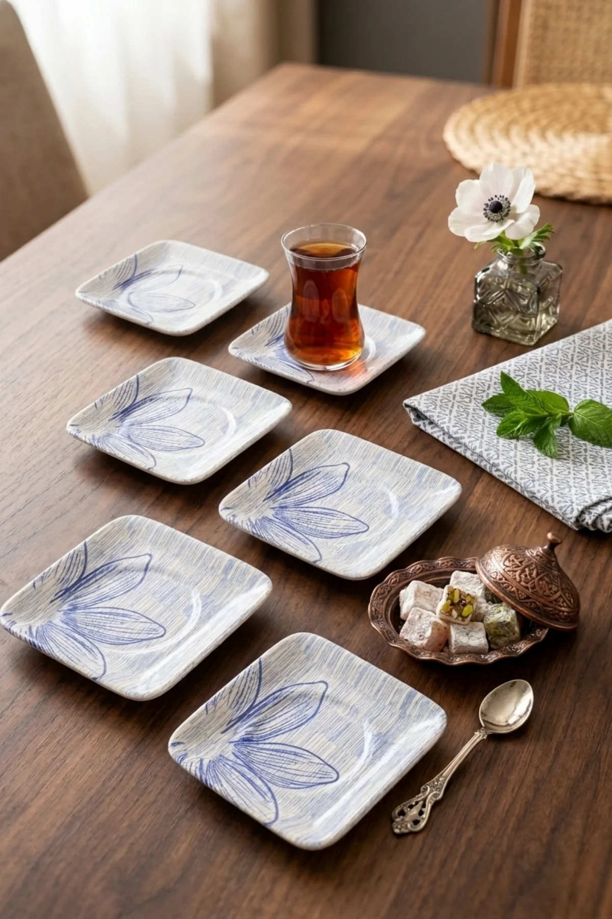 Alisa Plaza Kare Çay Tabağı 6 Adet 11 Cm