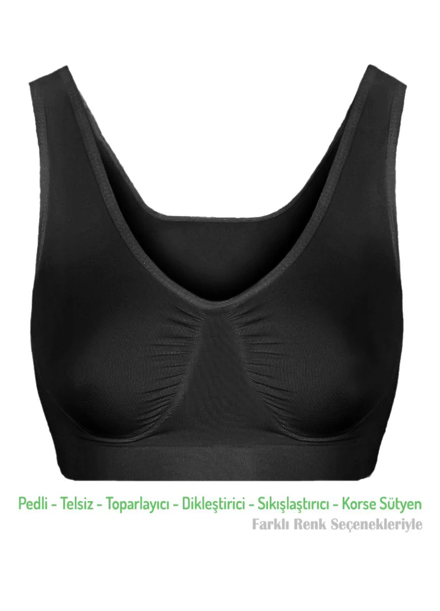 Alışveriş Meydanı Kadın Siyah Pedli Kalın Askılı Dikleştirici Sık