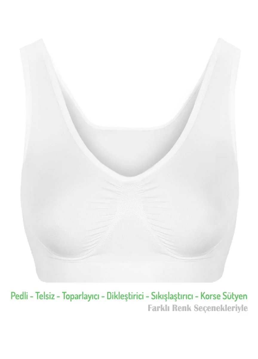 Alışveriş Meydanı Kadın Beyaz Pedli Kalın Askılı Dikleştirici Sık