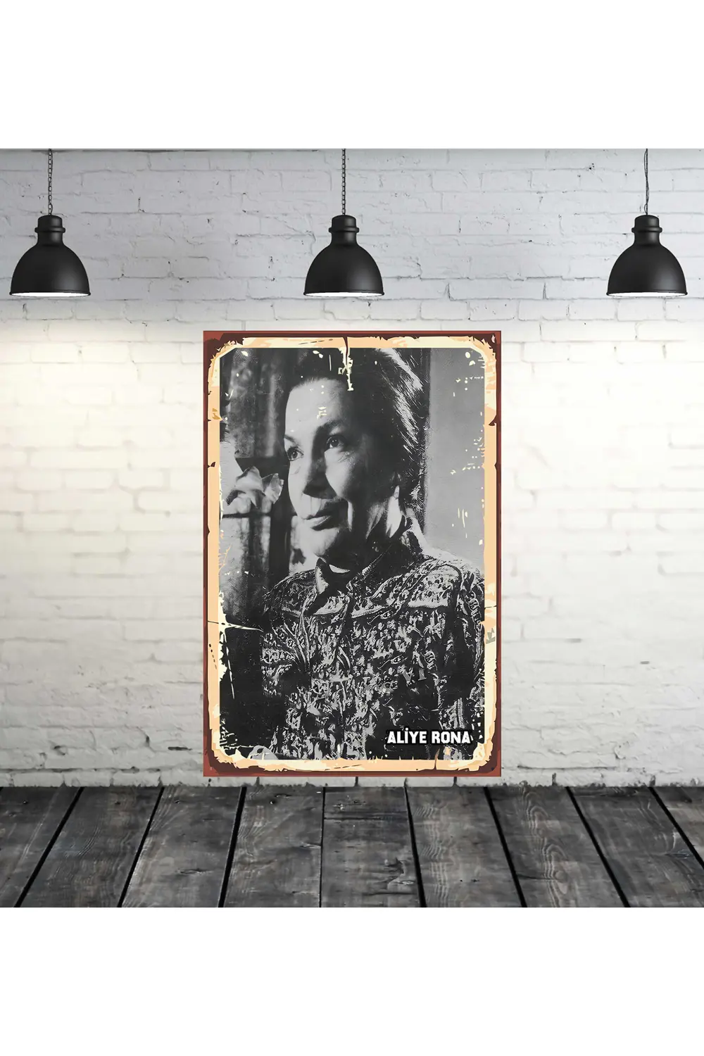 Aliye Rona Yeşilçam Tasarımlı Siyah Beyaz 20x30 Cm Retro Ahşap Ta