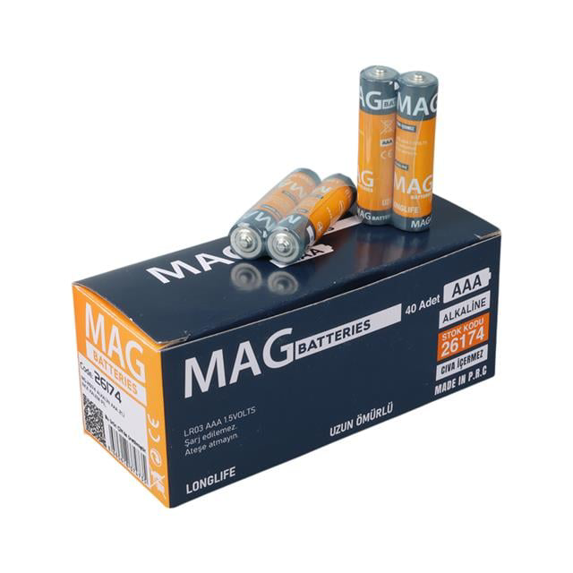 Alkalin AAA 40&amp;apos;lı İnce Kalem Pil Kumanda Pili (AAA, LR03