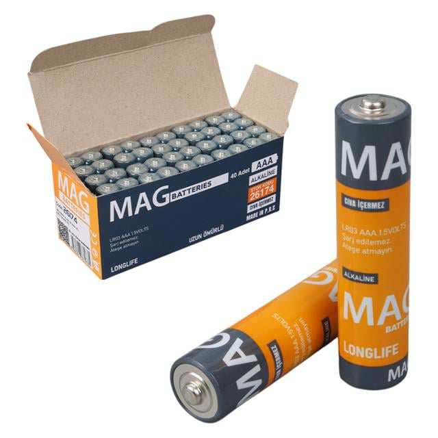 Alkalin AAA 40&amp;apos;lı İnce Kalem Pil Kumanda Pili (AAA, LR03