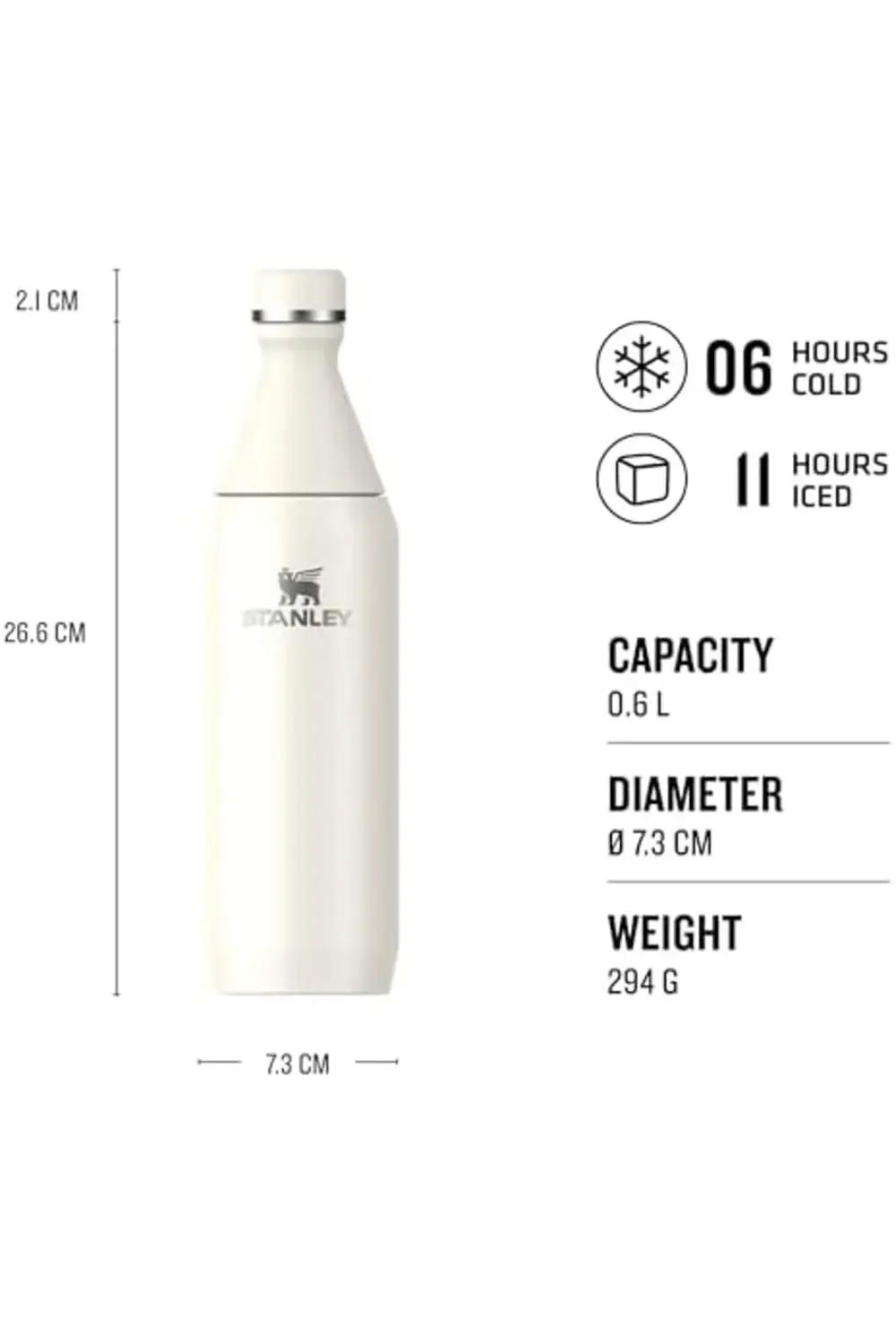 All Day Slim Soğuk Su Şişesi Termosu, Krem, 0.60 Litre 395519