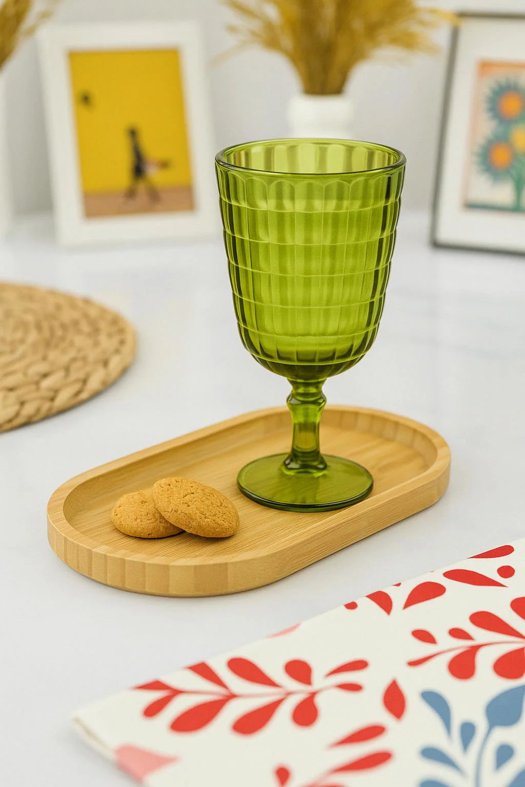 Allegra Koyu Yeşil Kadeh Bardak – 450 ml Kırılmaz Akrilik, BPA İçermez