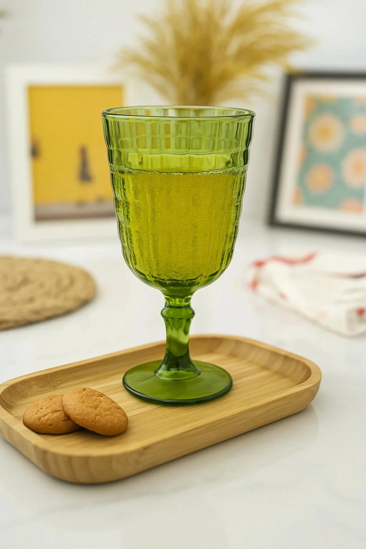 Allegra Koyu Yeşil Kadeh Bardak - 450 ml Tekli Akrilik Malzeme - 