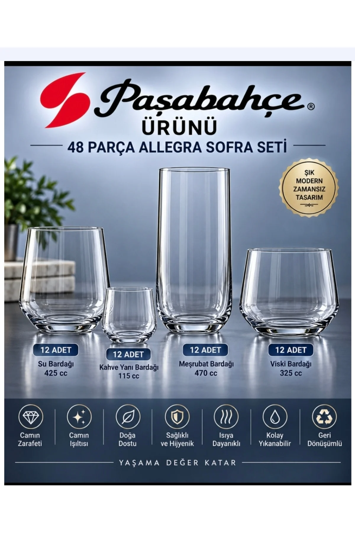Allegra Su Bardak - 48 Parça Su Meşrubat Bardağı Çeyiz Seti Takımı 12 Kişilik Allegra Su Bardak - 48 Parça Su Meşrubat Bardağı Çeyiz Seti Takımı 12 Kişilik