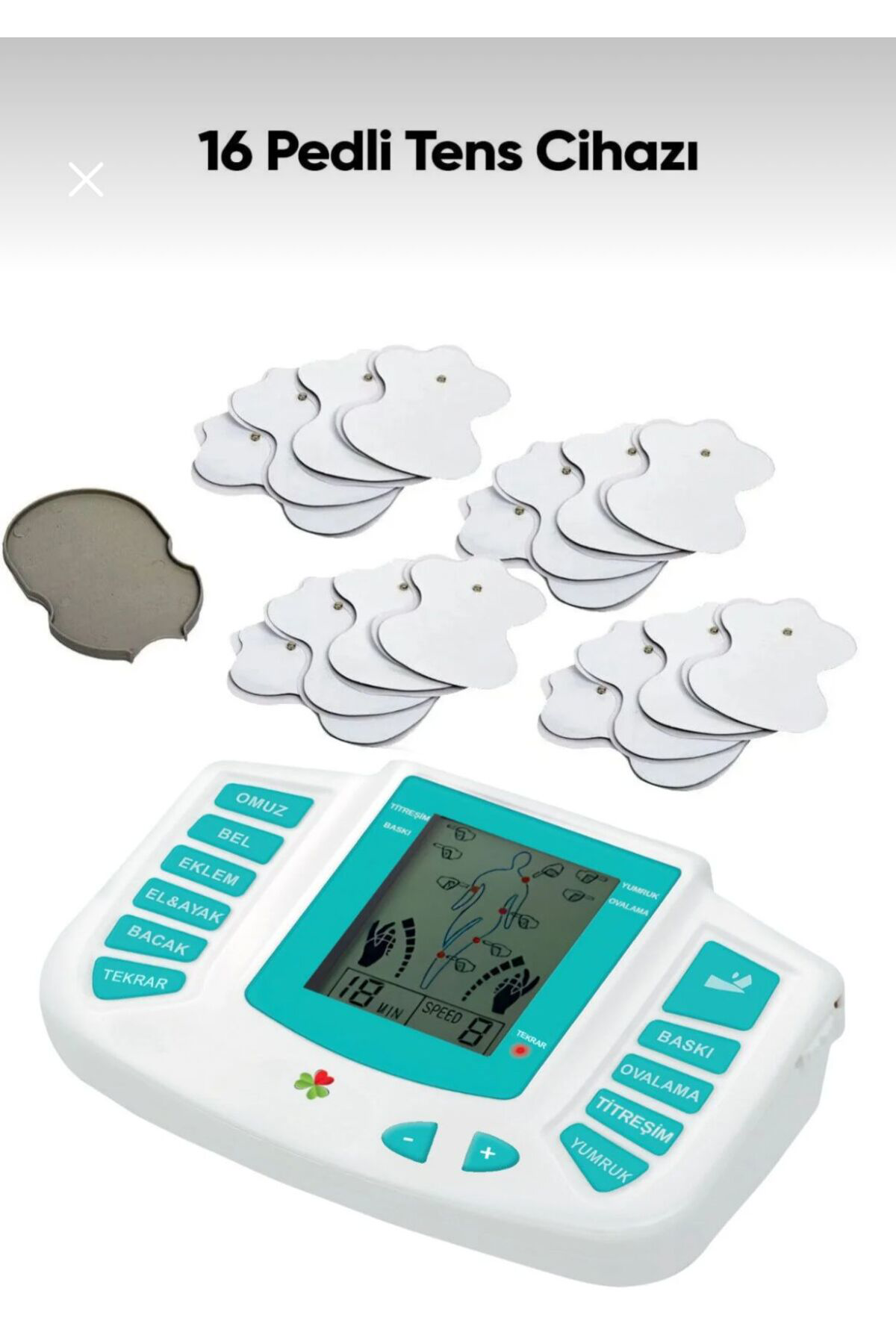 Allife 16 PEDLİ VE TERLİKLİ FİZİK TEDAVİ TENS CİHAZI MASAJ ALETİ 