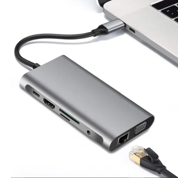 ALLY 10 İN 1 HDMI VGA RJ45 PD USB 3.0 HUB Adaptör Çoklayıcı-1852