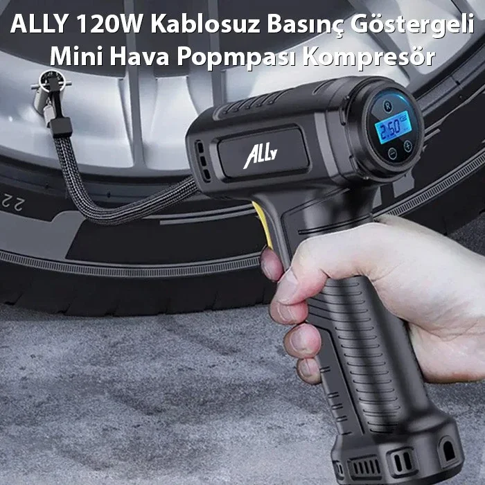ALLY 120W Kablosuz Basınç Göstergeli Mini Hava Popmpası KompresörST-5007C-1852