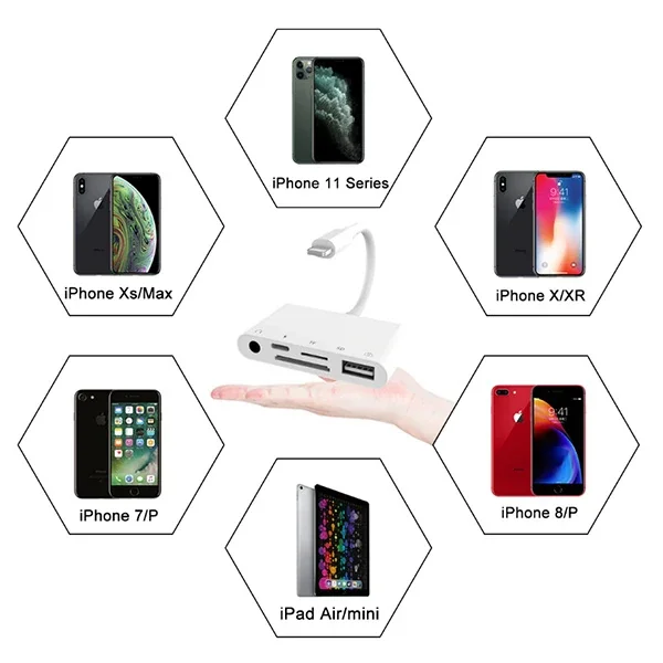 ALLY 5in1 İPhone-İPad lightning To Audio Usb Kamera Okuyucu-1852 ALLY 5in1 İPhone-İPad lightning To Audio Usb Kamera Okuyucu-1852