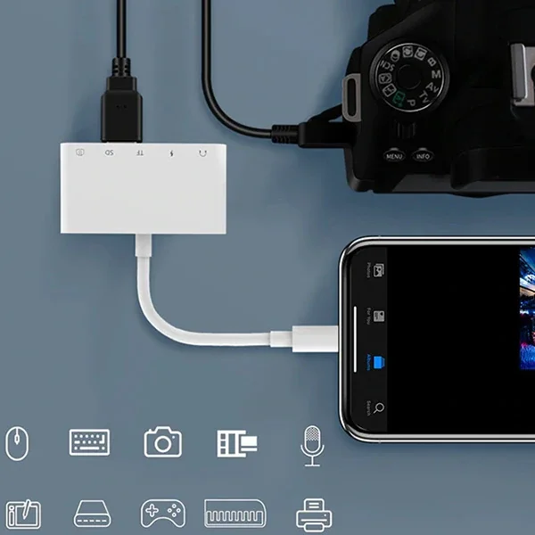 ALLY 5in1 İPhone-İPad lightning To Audio Usb Kamera Okuyucu-1852 ALLY 5in1 İPhone-İPad lightning To Audio Usb Kamera Okuyucu-1852