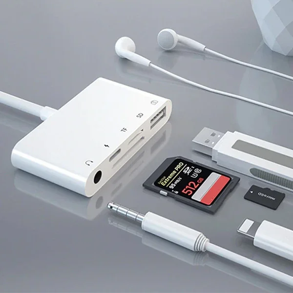 ALLY 5in1 İPhone-İPad lightning To Audio Usb Kamera Okuyucu-1852 ALLY 5in1 İPhone-İPad lightning To Audio Usb Kamera Okuyucu-1852