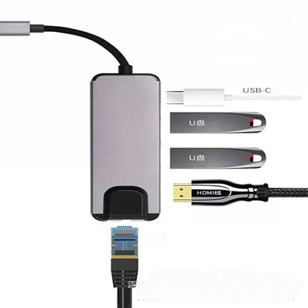 ALLY 5İN1  USB 3.1 Type C To HDMI 2xusb 3.0 RJ45 Ethernet Dönüştürücü Adaptör-1852
