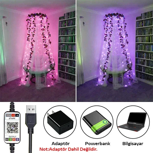 ALLY 5MT 50 LED RGB Bluetooth Telefonla Kontrol Edilen Usb Led Lamba İos-Android-1852