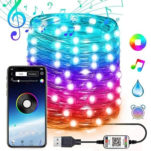 ALLY 5MT 50 LED RGB Bluetooth Telefonla Kontrol Edilen Usb Led Lamba İos-Android-1852