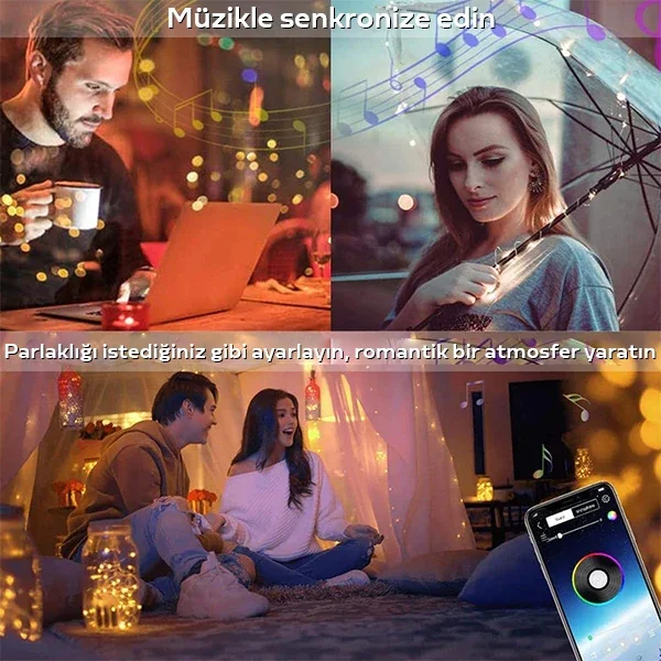 ALLY 5MT 50 LED RGB Bluetooth Telefonla Kontrol Edilen Usb Led La ALLY 5MT 50 LED RGB Bluetooth Telefonla Kontrol Edilen Usb Led La