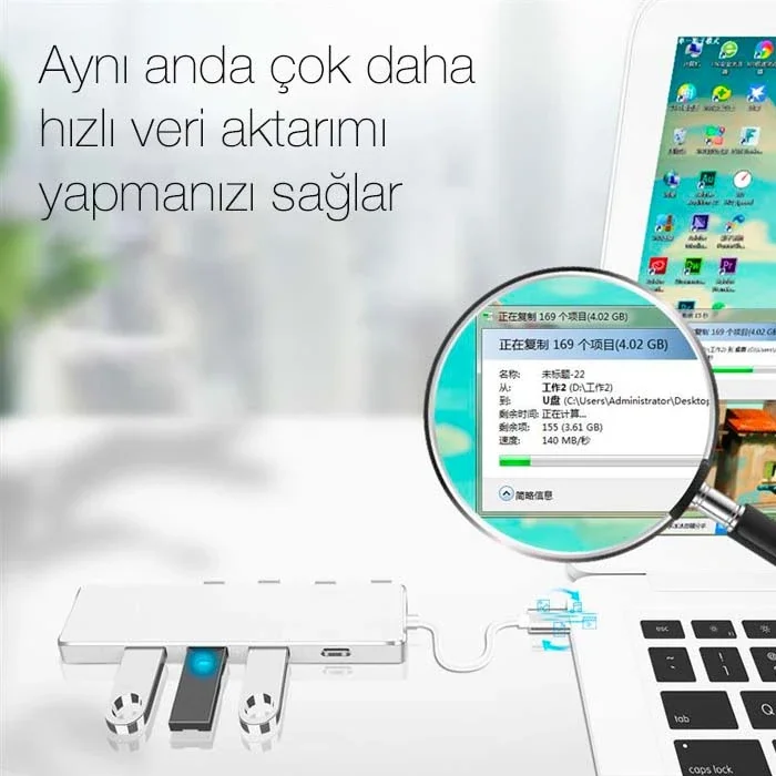 ALLY ADS-301C 5 in 1 Type C Dönüştürücü 4 Usb Portlu Adaptör Hub Çoklayıcı-1852 ALLY ADS-301C 5 in 1 Type C Dönüştürücü 4 Usb Portlu Adaptör Hub Çoklayıcı-1852