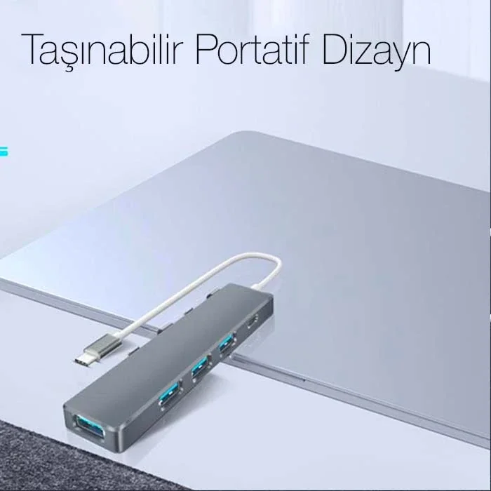 ALLY ADS-301C 5 in 1 Type C Dönüştürücü 4 Usb Portlu Adaptör Hub Çoklayıcı-1852 ALLY ADS-301C 5 in 1 Type C Dönüştürücü 4 Usb Portlu Adaptör Hub Çoklayıcı-1852