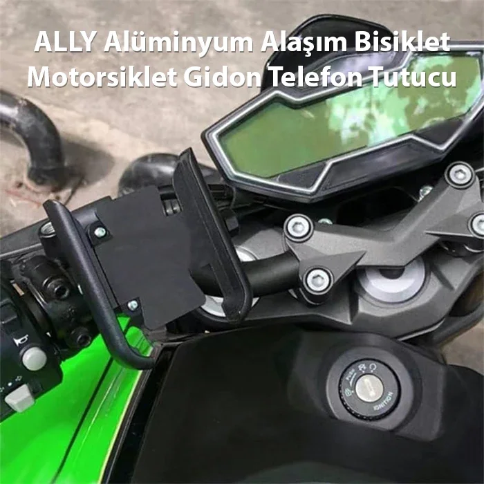 ALLY Alüminyum Alaşım Bisiklet Motorsiklet Gidon Telefon Tutucu-1852 ALLY Alüminyum Alaşım Bisiklet Motorsiklet Gidon Telefon Tutucu-1852