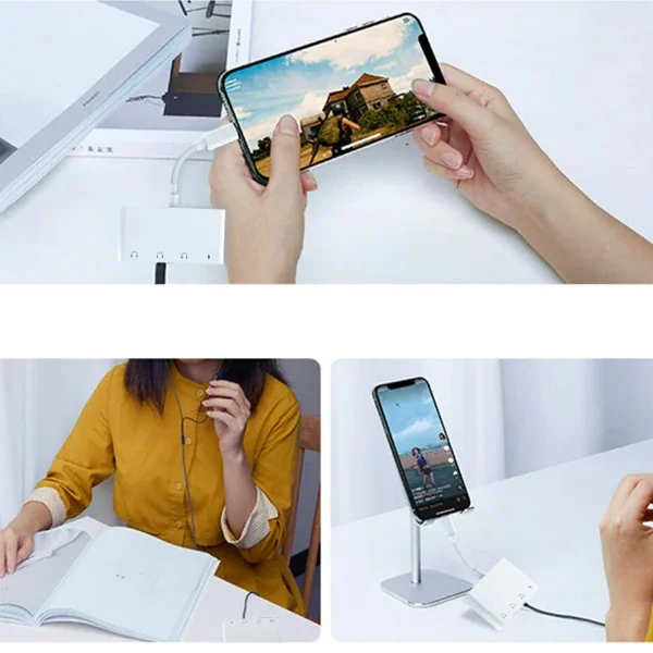 ALLY Andriod Usb Type C 4in1 Otg Ses Adaptörü Çift DC 3.5MM Jack-1852