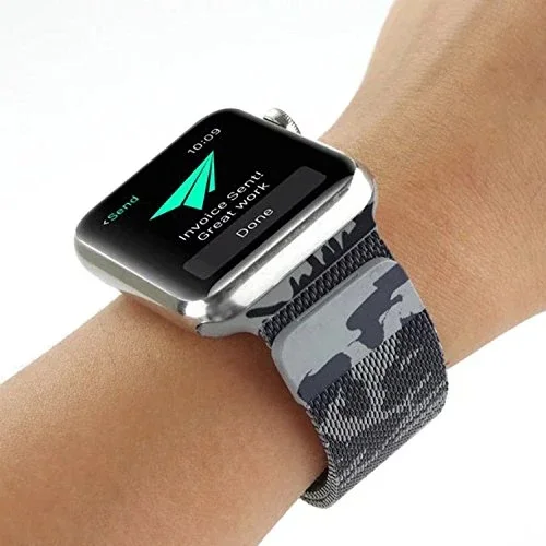 Ally Apple Watch 7-8 45mm 6-5-4 44mm Kayış Kordon Metal Milano Loop Kamuflaj 3-2-1 42mm-1852