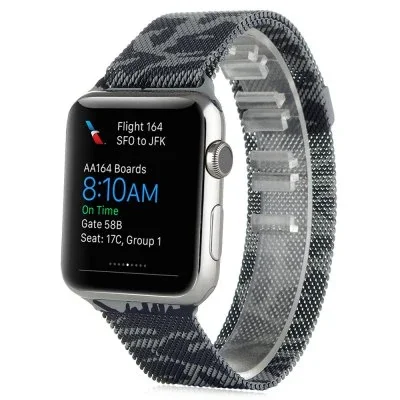 Ally Apple Watch 7-8 45mm 6-5-4 44mm Kayış Kordon Metal Milano Loop Kamuflaj 3-2-1 42mm-1852