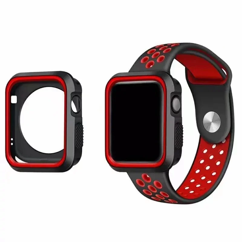 Ally Apple Watch 7-8 41mm 6-5-4 40mm Nike Style Çift Renk Silikon Kılıf 3-2-1 38mm-1852