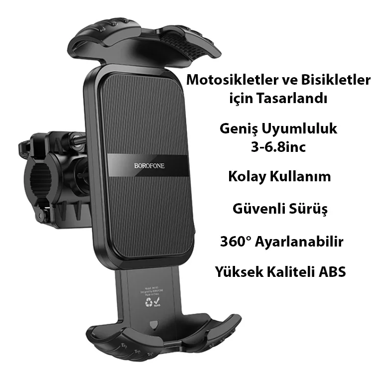 Ally Borofone BH105 Crown Gidon Bağlantılı Bisiklet ve Motosiklet Telefon Tutucu-1852 Ally Borofone BH105 Crown Gidon Bağlantılı Bisiklet ve Motosiklet Telefon Tutucu-1852
