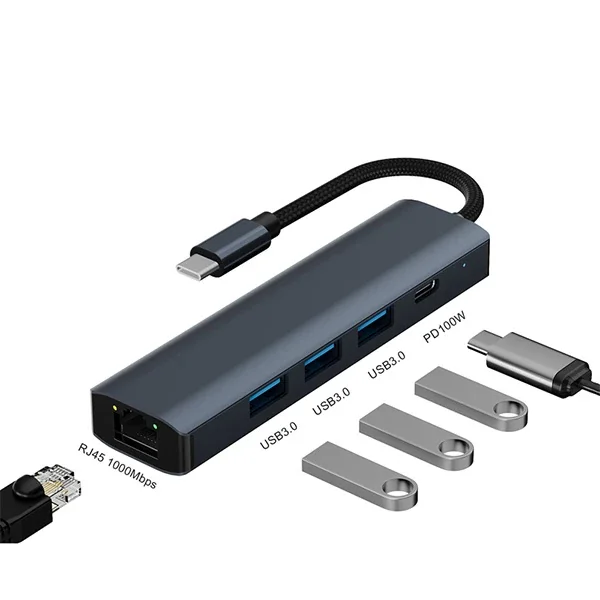 ALLY BYL-2302 5 IN 1 Type-c To USB + Type-c + Ethernet Dönüştürücü Çoğaltıcı Hub-1852
