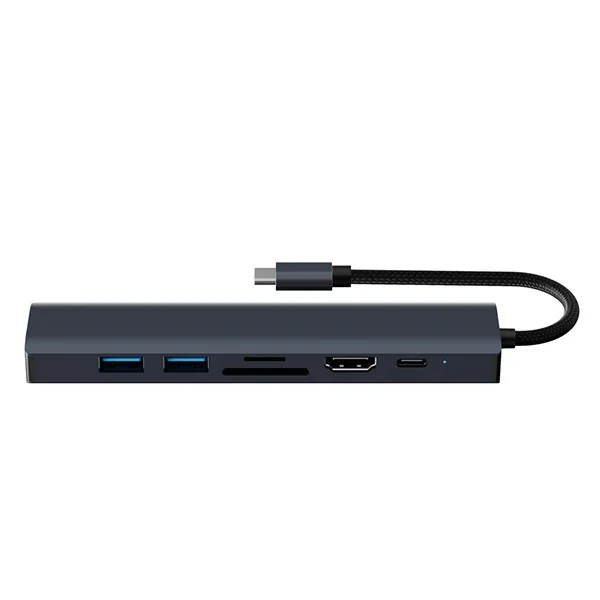 ALLY BYL-2303 7 IN 1 Type-c To USB + Type-c + Ethernet + Kart Okuyucu + HDMI Dönüştürücü Çoğaltıcı H-1852