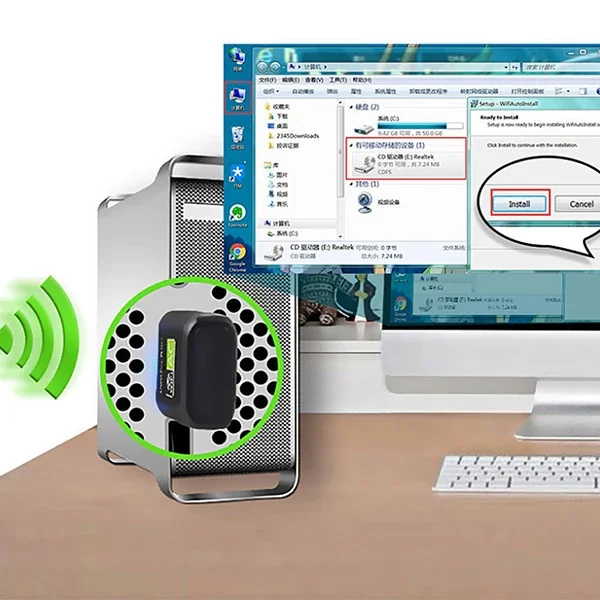 ALLY Çift Bant 600 Mbps 2.4 GHz +5 GHz USB Kablosuz Wifi Adaptör-1852 ALLY Çift Bant 600 Mbps 2.4 GHz +5 GHz USB Kablosuz Wifi Adaptör-1852