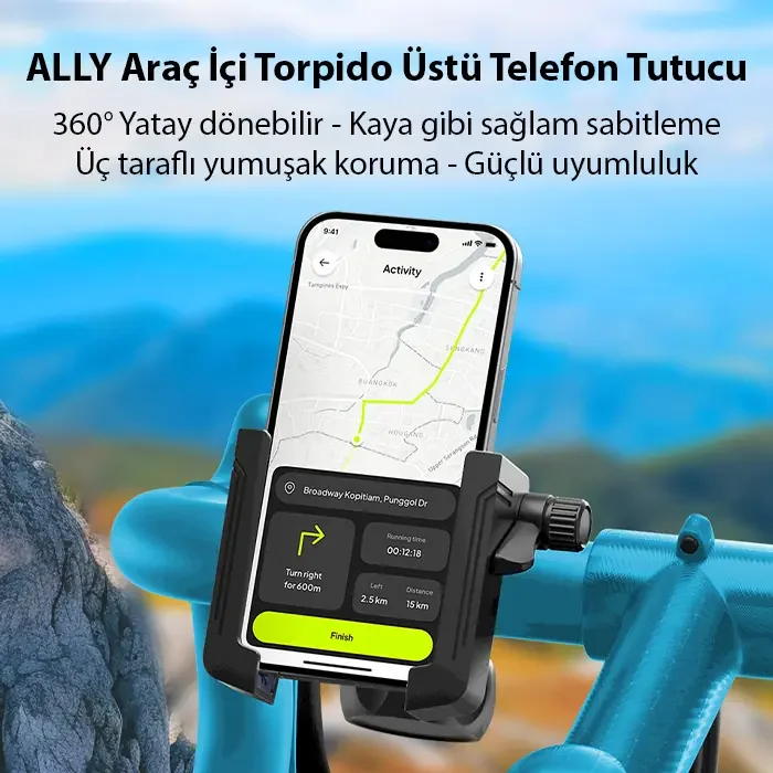 Ally Crown Gidon Bağlantılı Bisiklet ve Motosiklet Telefon Tutucu-1852