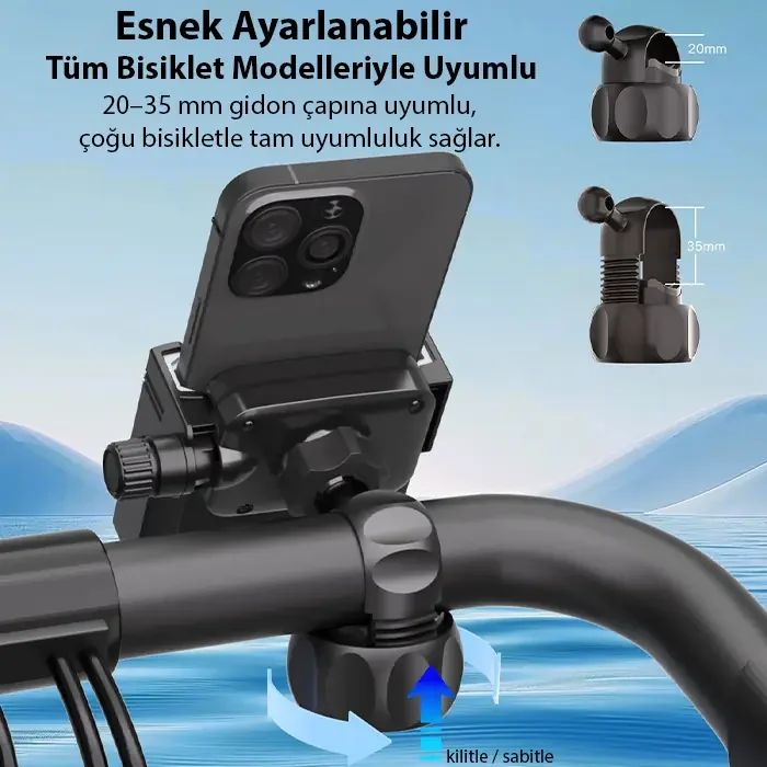Ally Crown Gidon Bağlantılı Bisiklet ve Motosiklet Telefon Tutucu-1852