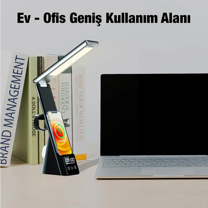 ALLY Dijital Saatli 15W Kablosuz Şarjlı LED Işıklı Katlanabilir M