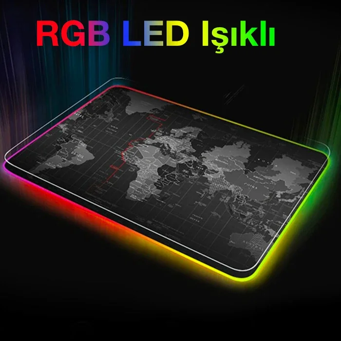 ALLY Dünya Desenli RGB Led Işıklı Oyuncu Mouse Pad 300*250*4MM-1852