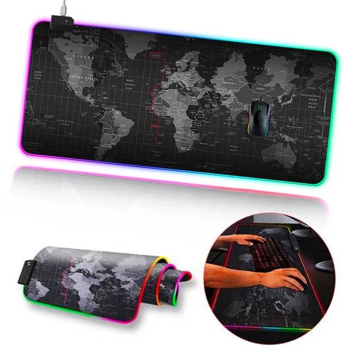 ALLY Dünya Desenli RGB Led Işıklı Oyuncu Mouse Pad 300*800*4MM-1852