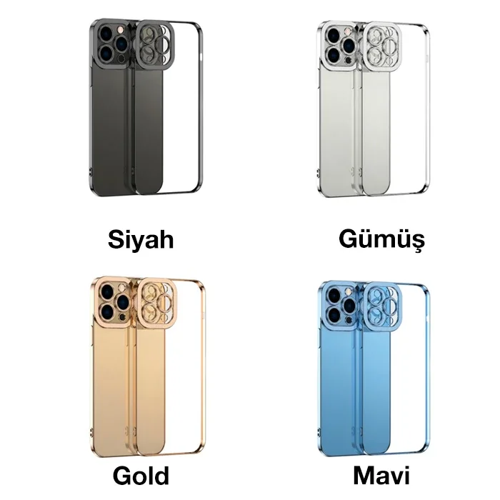 ALLY Fashion Series iPhone 11 Pro  Kılıf Renkli Kenar Lazer Çerçeveli Silikon Kılıf-1852