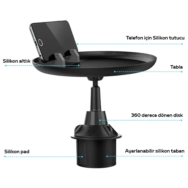 ALLY HS-P05 Universal Araç İçi Telefon Tutucu - Yemek Masası-1852