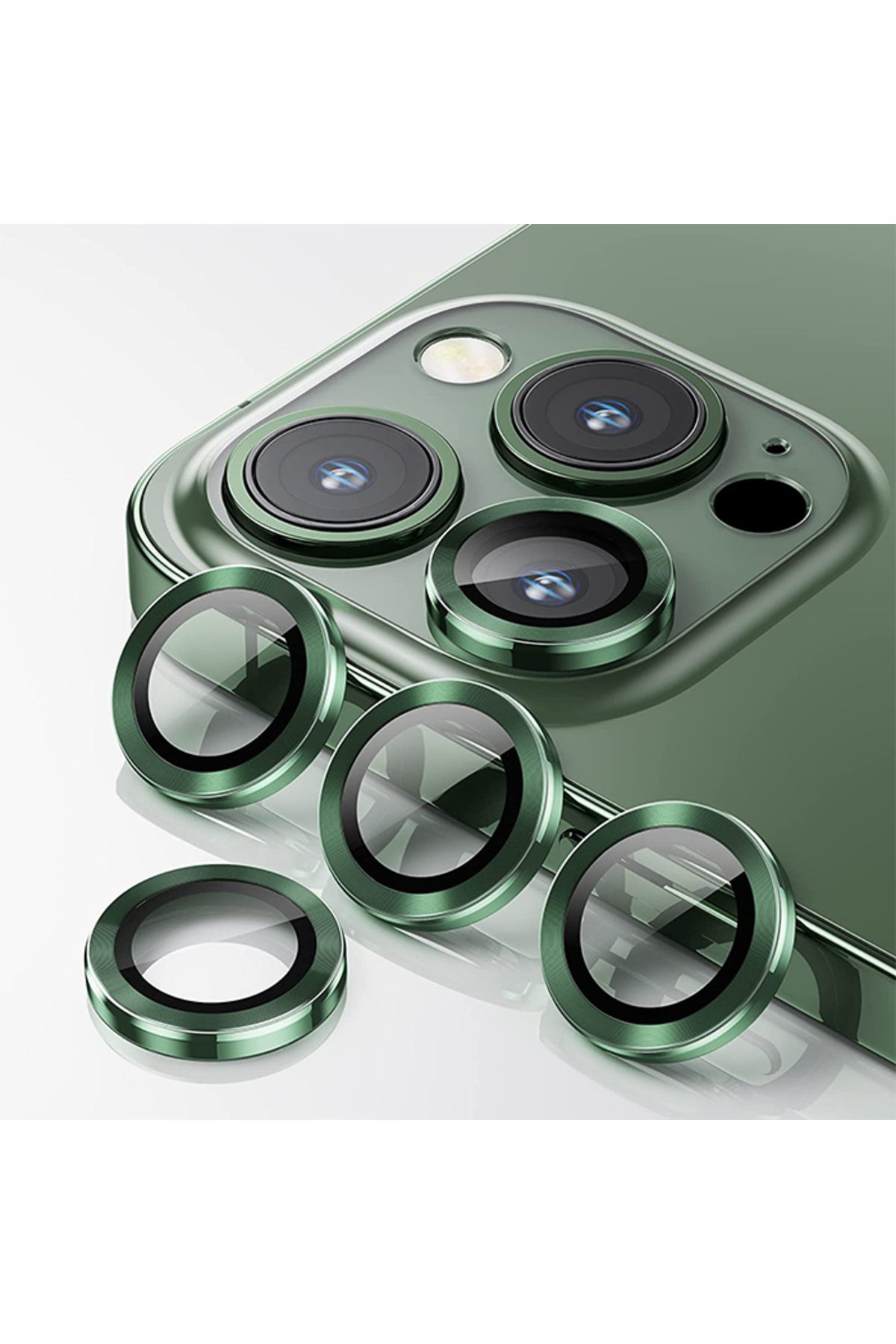 ALLY İPhone 13 Pro -13 Pro Max 3D Metal Çerçeveli Kamera Lens Kor