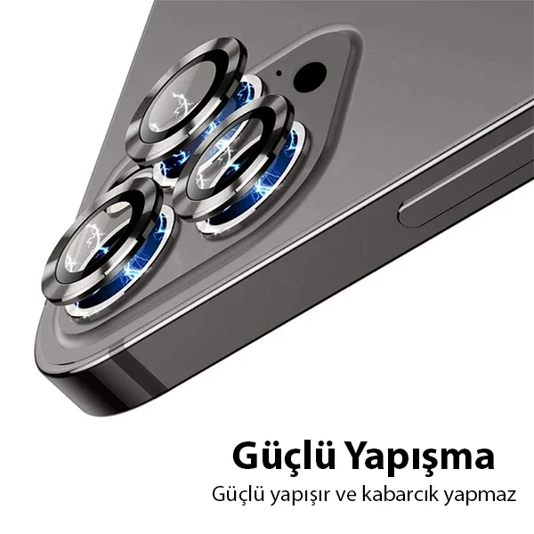 ALLY İPhone 13 Pro -13 Pro Max 3D Metal Çerçeveli Kamera Lens Koruyucu-1852