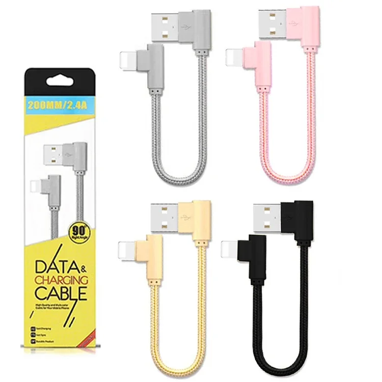 Ally iPhone Lightning Eğik Başlı Halat USB Kablo 20cm - Hızlı Şarj ve Dayanıklı Tasarım