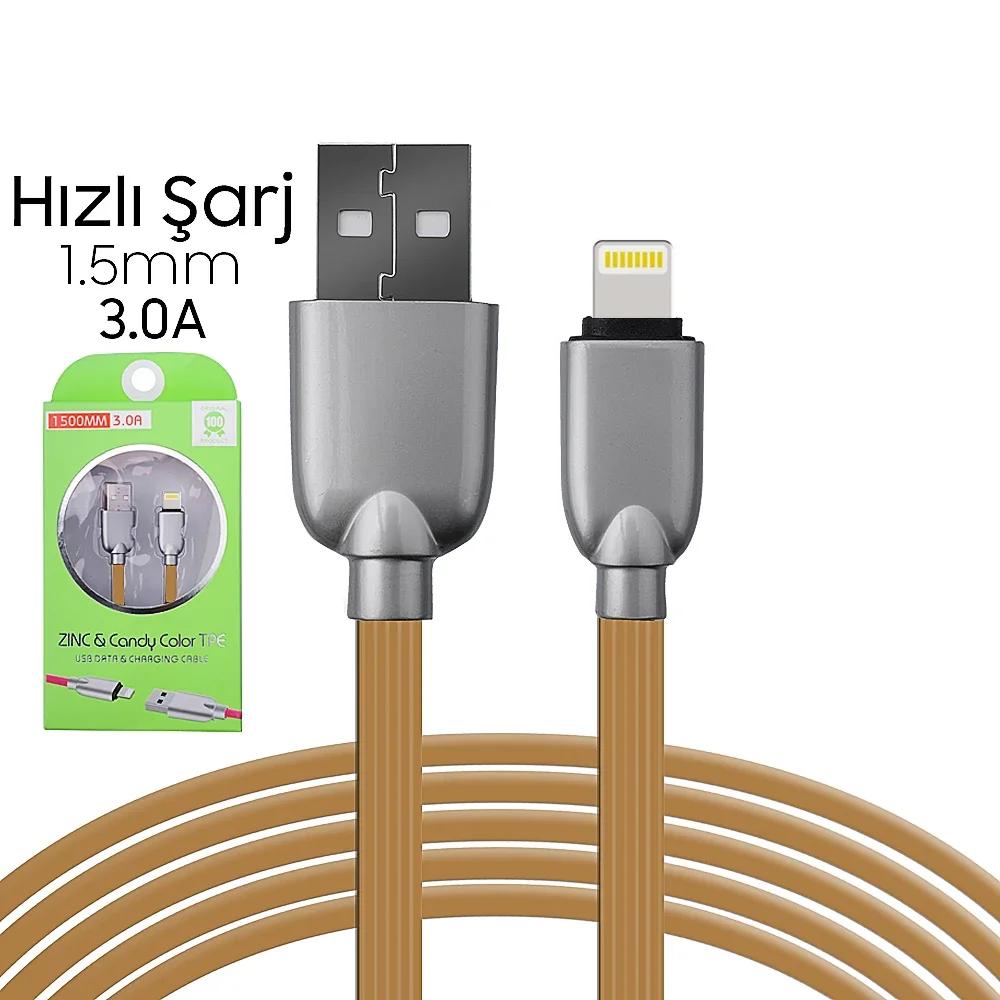 Ally İphone5s6s788 Plus Zinc Alloy Dayanıklı 3.0a 1.5mm Usb Kablo-1852